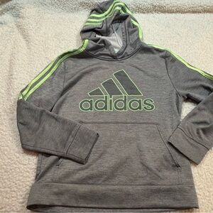 Adidas Kids Hoodie in Gray with Neon Green Accents